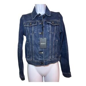 DKNY Ladies Trucker Style Small Blue Jean Jacket NWT